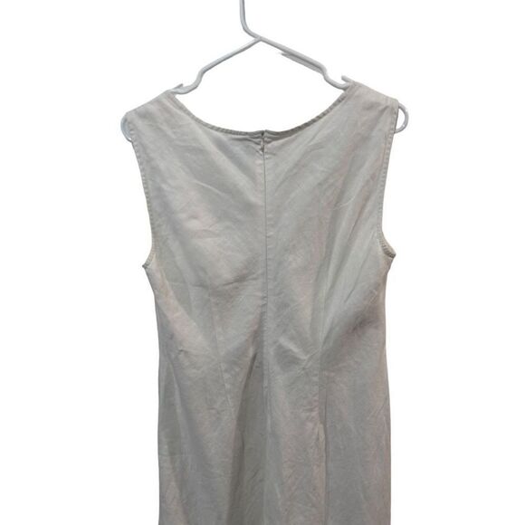 Vintage Spiegel White Linen Sleeveless Mini Dress Zipper Back Coastal Size 14 - Picture 4 of 11